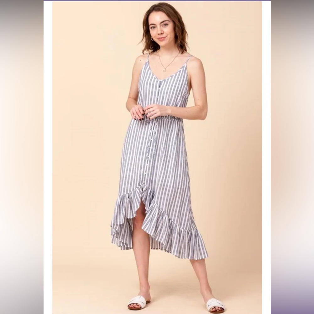 Favlux Hi Lo Stripe Dress - Navy